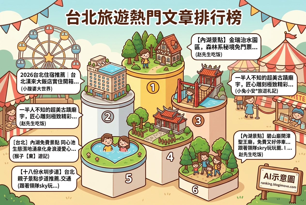 2026年6月23日 | 台北旅遊景點 | 熱門社群旅遊文章導讀：內湖生態秘境、五星級住宿與古蹟廟宇。 @Blogimove Ranking
