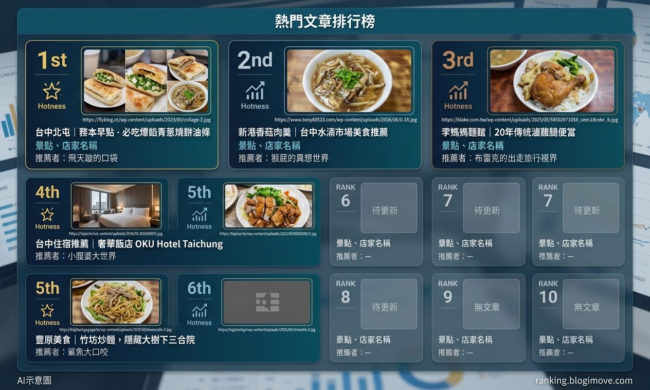 台中美食攻略｜網羅頂級達人私藏！在地人激推的必吃名單，從古早味小吃到文青咖啡廳全包！ @Blogimove Ranking