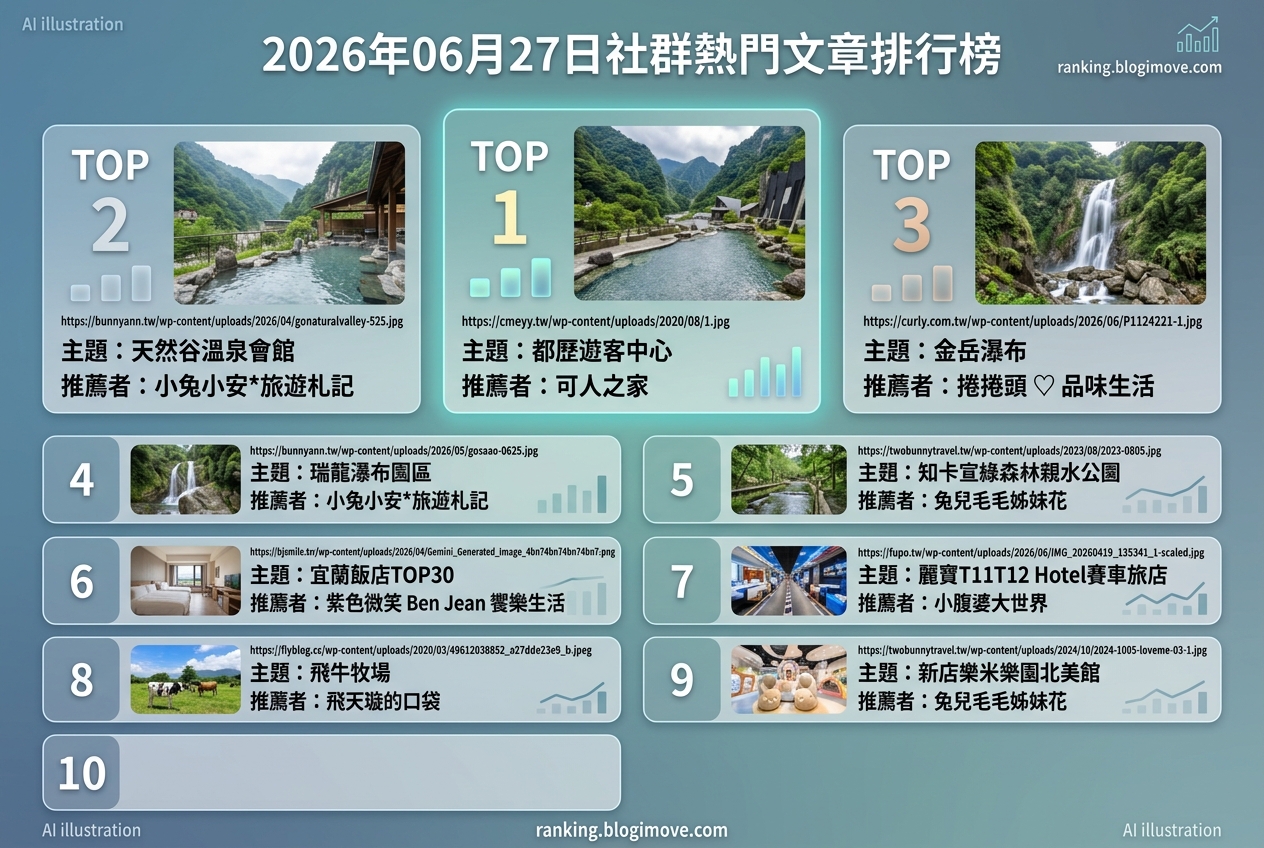 2026年07月08日| 國內旅遊 | 熱門搜尋文章導讀:桃園景點、水上樂園與機場貴賓室資訊。 @Blogimove Ranking 2026年07月08日| 國內旅遊 | 熱門搜尋文章導讀:桃園景點、水上樂園與機場貴賓室資訊。 @Blogimove Ranking