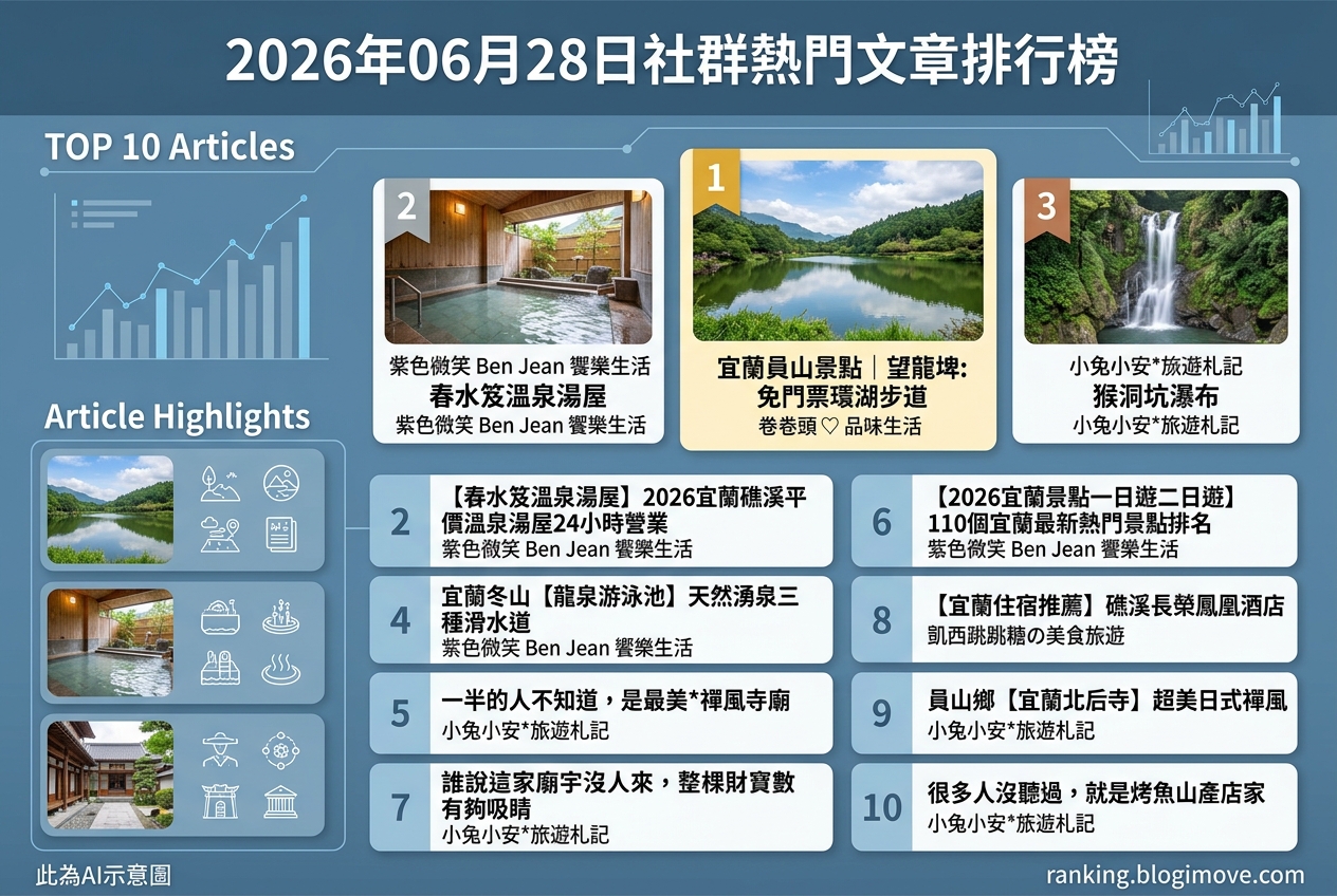 2026年06月28日 | 宜蘭景點 | 熱門社群文章導讀：宜蘭夏日玩水、親子景點與特色住宿攻略 @Blogimove Ranking