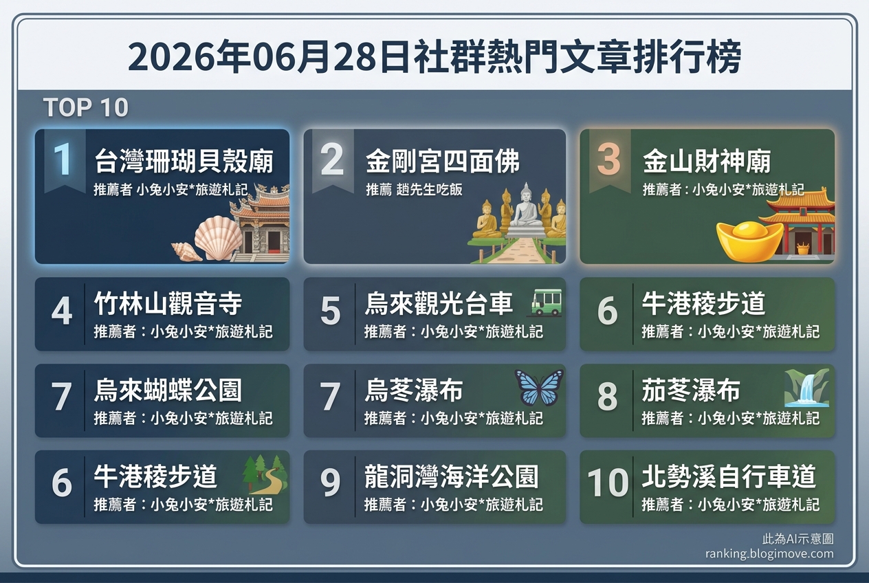 2026年06月28日| 新北景點 | 熱門社群旅遊文章導讀：新北特色廟宇、私房瀑布秘境與古蹟老街導覽 @Blogimove Ranking