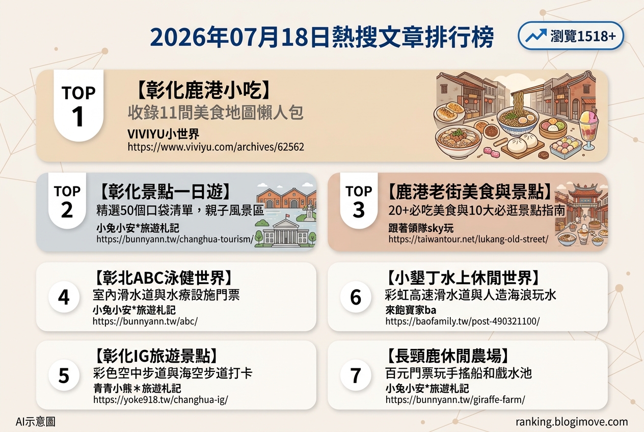 2026年07月18日| 彰化旅遊 | 熱搜文章導讀:鹿港小吃、一日遊景點與消暑玩水秘境 2026年07月18日| 彰化旅遊 | 熱搜文章導讀:鹿港小吃、一日遊景點與消暑玩水秘境 @Blogimove Ranking