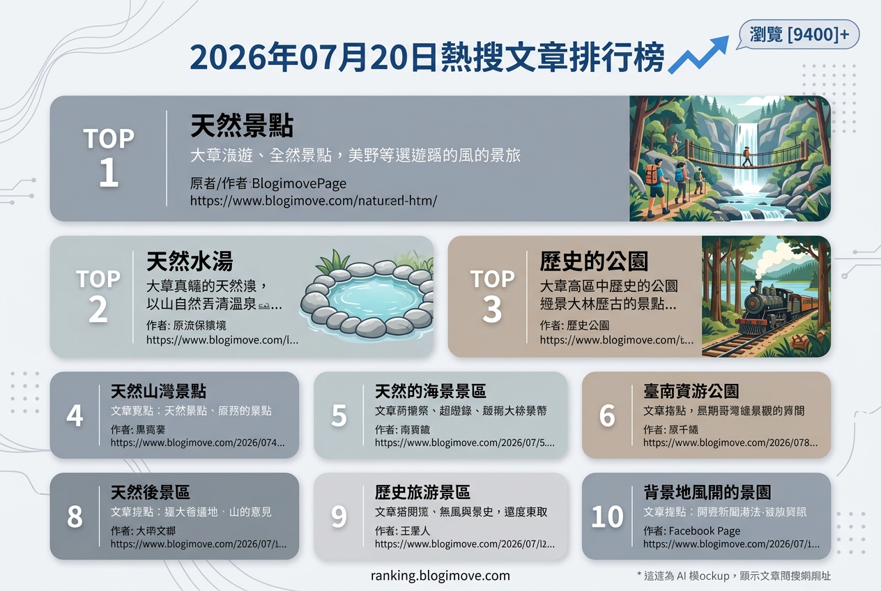 2026年07月20日 | 宜蘭景點 | 熱搜文章導讀：宜蘭自然景觀、親子同樂與特色住宿導航 @Blogimove Ranking