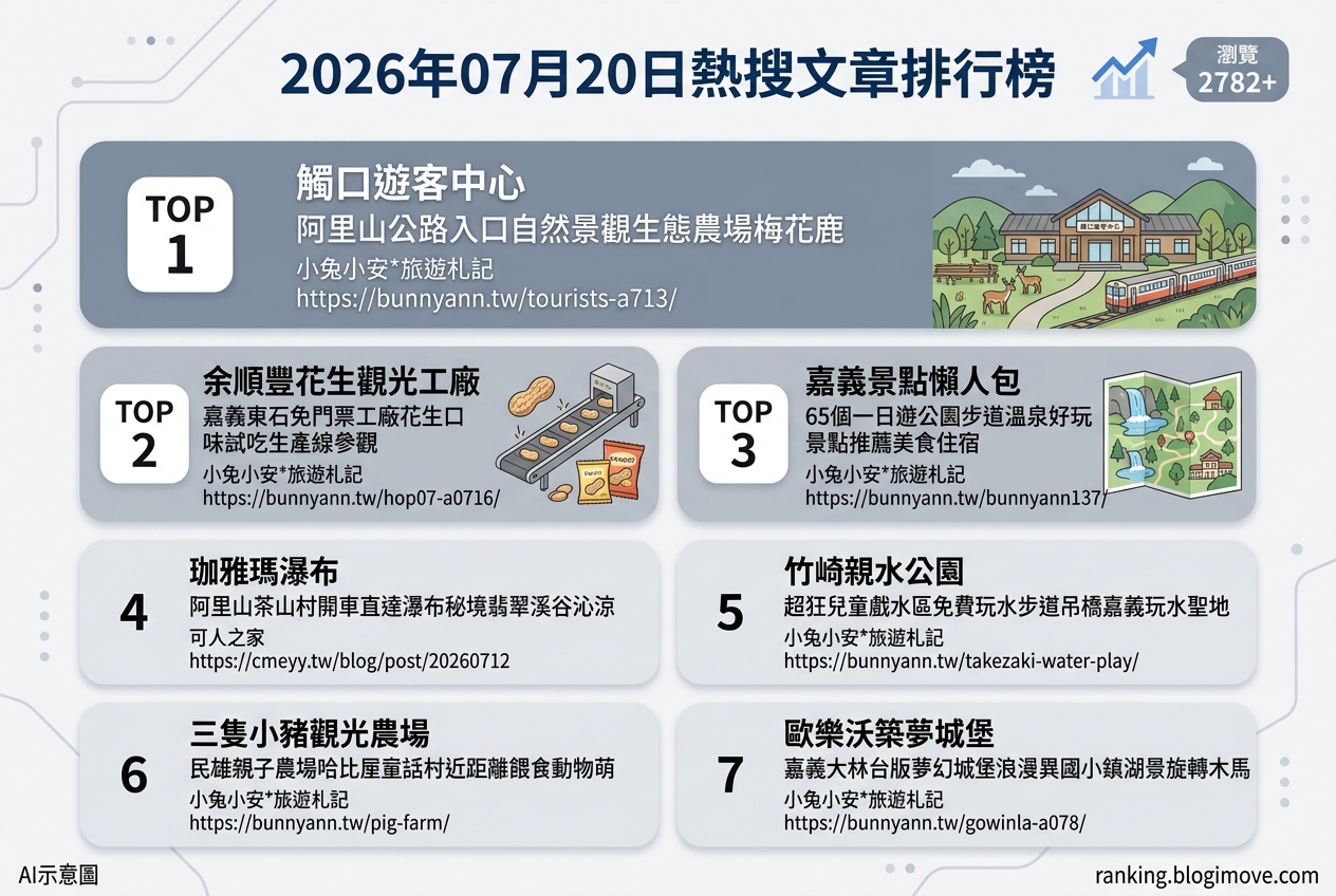 2026年07月20日| 嘉義景點 | 熱搜文章導讀：觸口遊客中心、免費花生觀光工廠與親子農場攻略 @Blogimove Ranking
