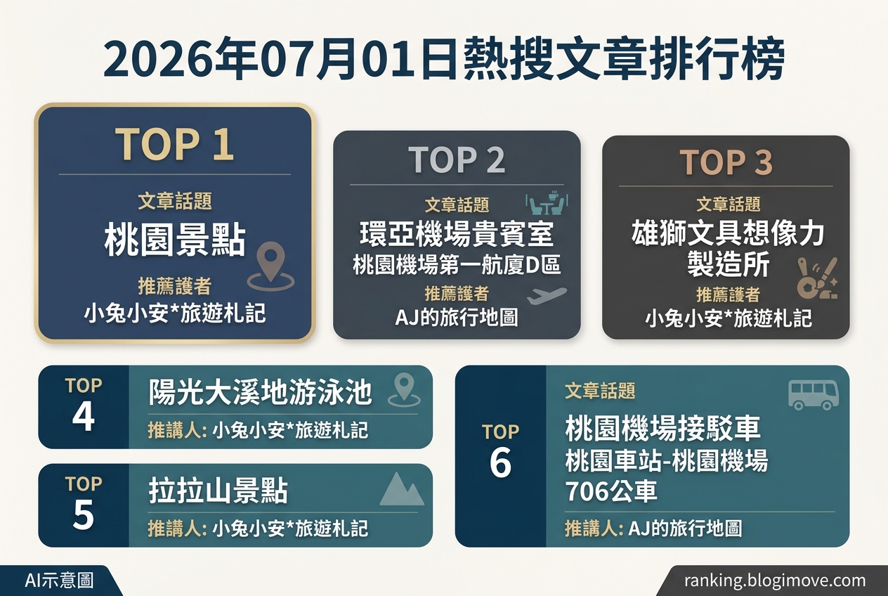 2026年07月01日 | 桃園景點 | 熱搜旅遊文章導讀：桃園親子景點、機場交通與山林秘境 @Blogimove Ranking