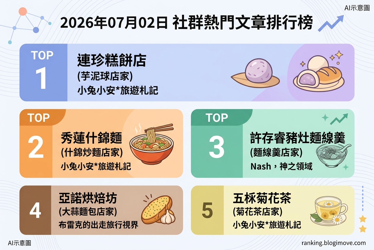 2026年07月02日 | 基隆美食 | 熱門社群美食文章導讀：芋泥球、大蒜麵包與在地隱藏版美味 @Blogimove Ranking