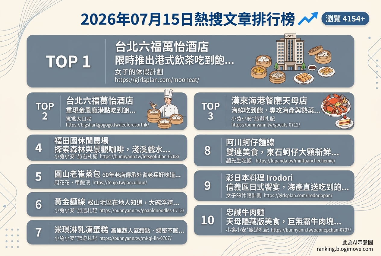 2026年07月14日 | 台北美食 | 熱搜文章導讀：海鮮吃到飽、港式飲茶、米其林推薦與在地小吃精選 @Blogimove Ranking