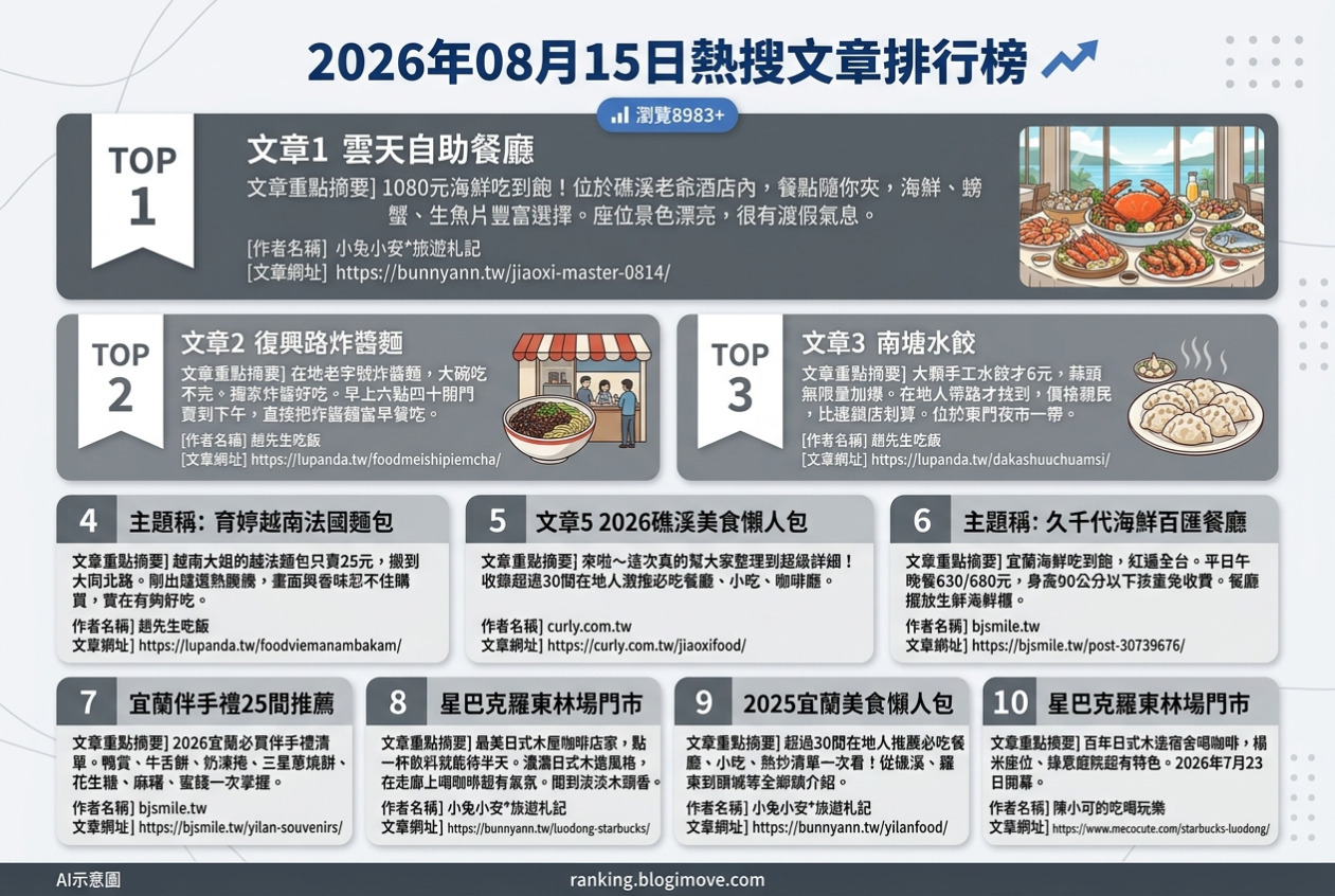 宜蘭美食攻略｜頂級達人私藏！在地人激推必吃名單，古早味到文青咖啡廳全包！ @Blogimove Ranking
