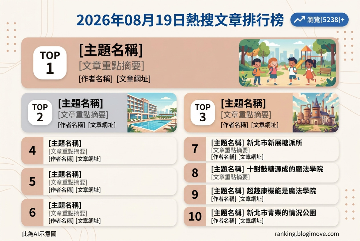 2026年08月19日 | 親子旅行 | 熱搜文章導讀：雙北親子景點、礁溪泡湯住宿與十鼓哈利波特魔法世界 @Blogimove Ranking