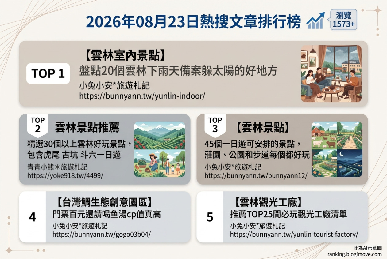 2026年08月17日| 國內旅遊 | 熱門社群文章導讀：日月潭雲品、南投秘境與親子住宿。 @Blogimove Ranking