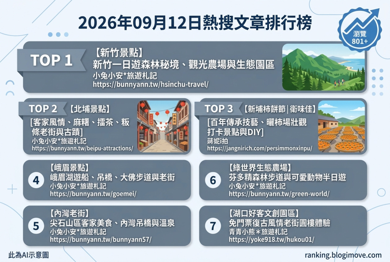 2026年09月12日 | 國內旅遊 | 熱搜文章導讀：新竹一日遊、客家風情與生態農場精選 @Blogimove Ranking
