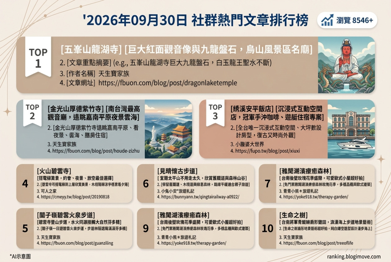 2026年09月30日| 國外旅行 | 熱門社群文章導讀：釜山火車站住宿、宜蘭現代廟宇、沖繩新開幕飯店、東京免費展望台與捷克自由行攻略 @Blogimove Ranking