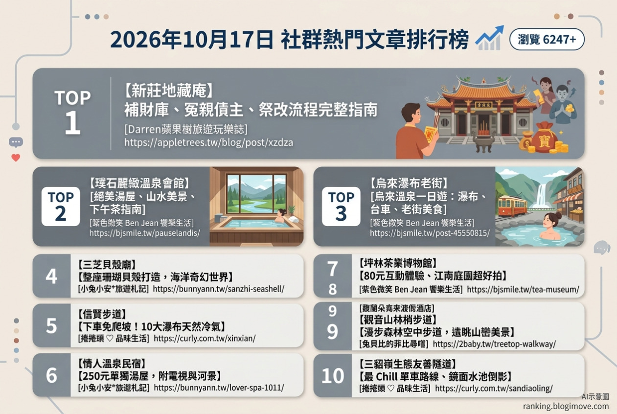 2026年6月22日 | 熱門社群旅遊文章導讀：花蓮消暑秘境、在地美食與療癒小火車 @Blogimove Ranking