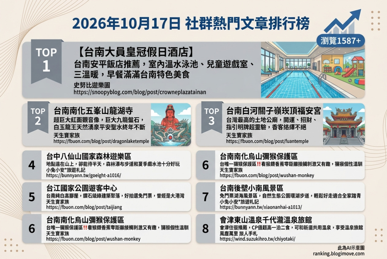 2026年6月22日 | 熱門社群旅遊文章導讀：花蓮消暑秘境、在地美食與療癒小火車 @Blogimove Ranking